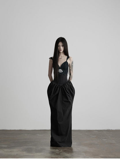 INDULGE Dark Bottle Ruched Cinch Waist Patchwork Women&
