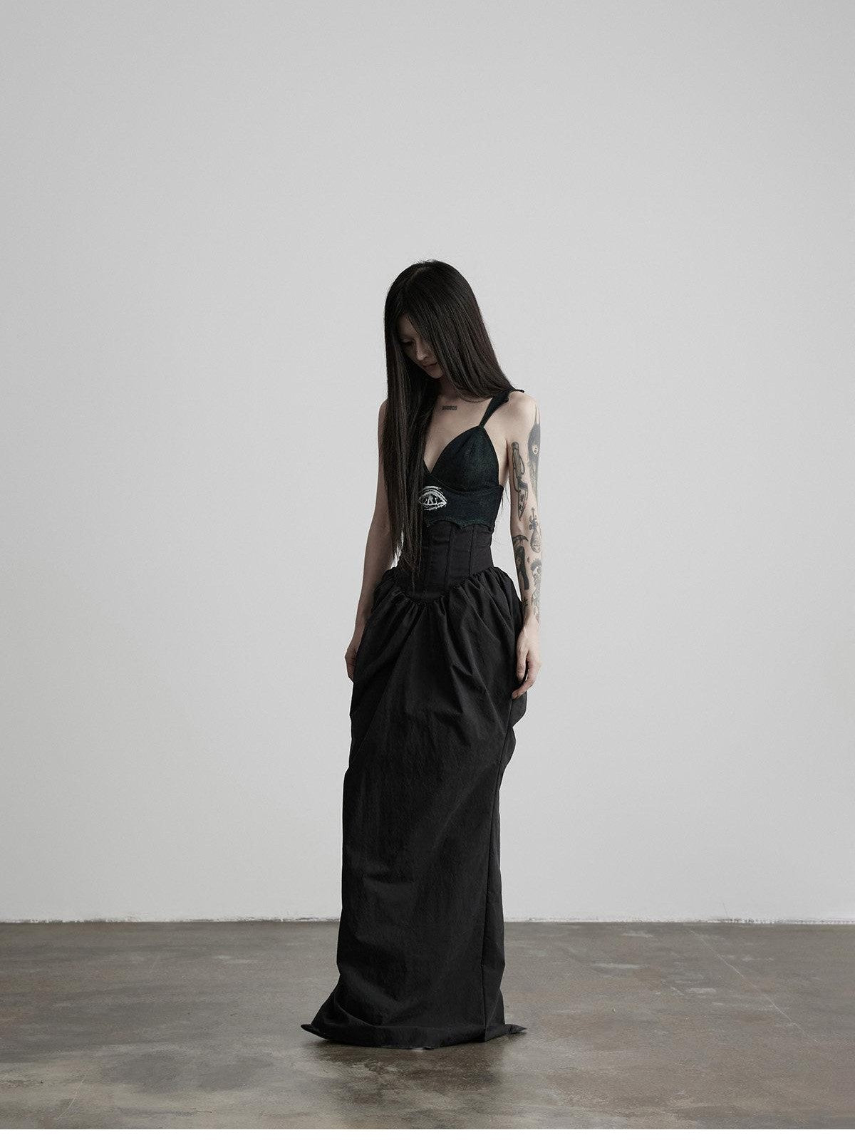 INDULGE Dark Bottle Ruched Cinch Waist Patchwork Women&