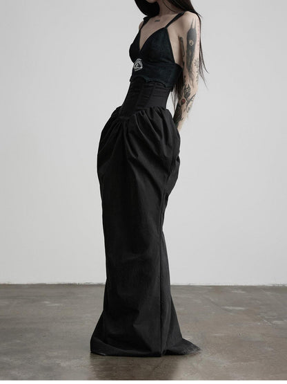INDULGE Dark Bottle Ruched Cinch Waist Patchwork Women&