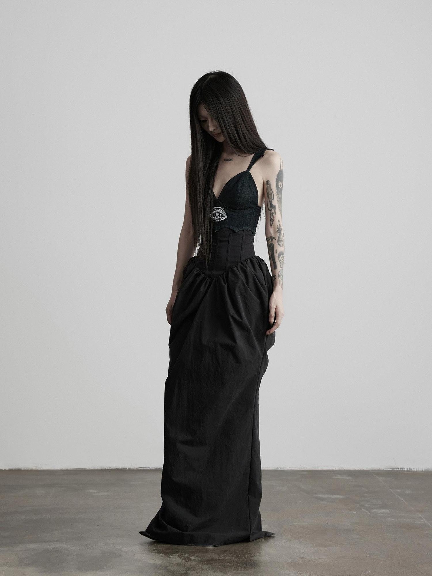 INDULGE Dark Bottle Ruched Cinch Waist Patchwork Women&
