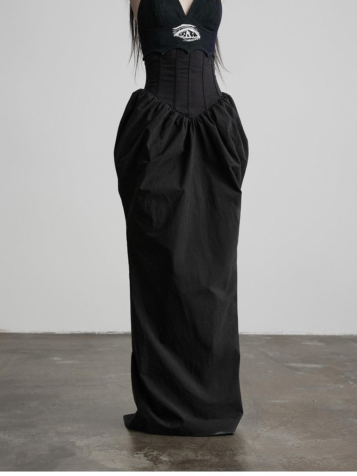 INDULGE Dark Bottle Ruched Cinch Waist Patchwork Women&
