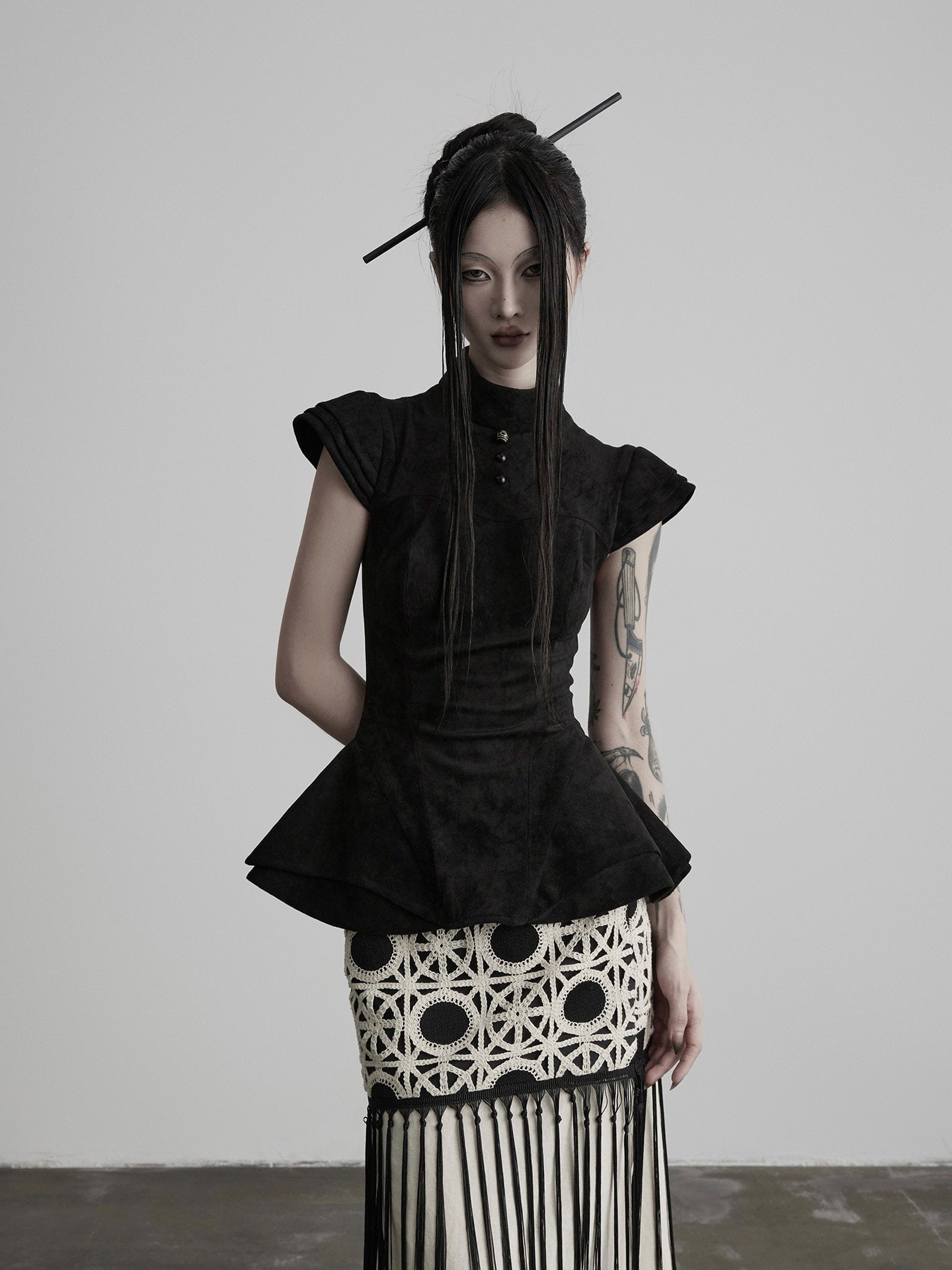 INDULGE_Dark_Court_Half_High_Neck_Skirted_Hem_Women&