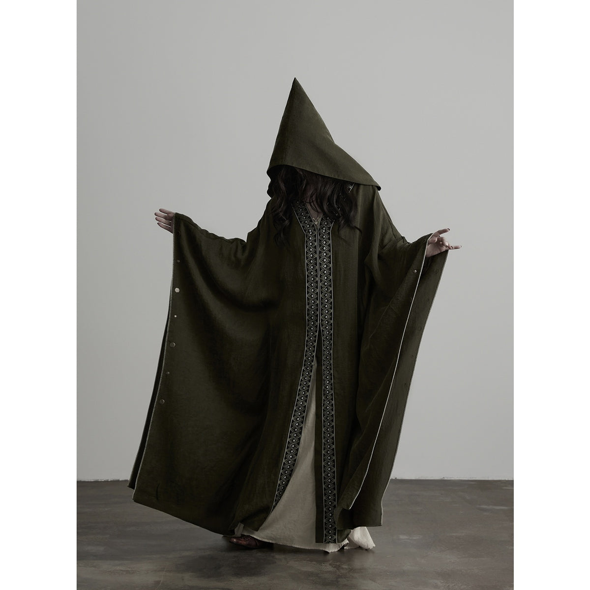 INDULGE_Dark_Forest_Green_Embroidered_Detachable_Hood_Long_Women&