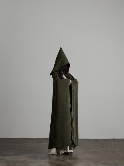 INDULGE Dark Forest Green Embroidered Detachable Hood Long Women&
