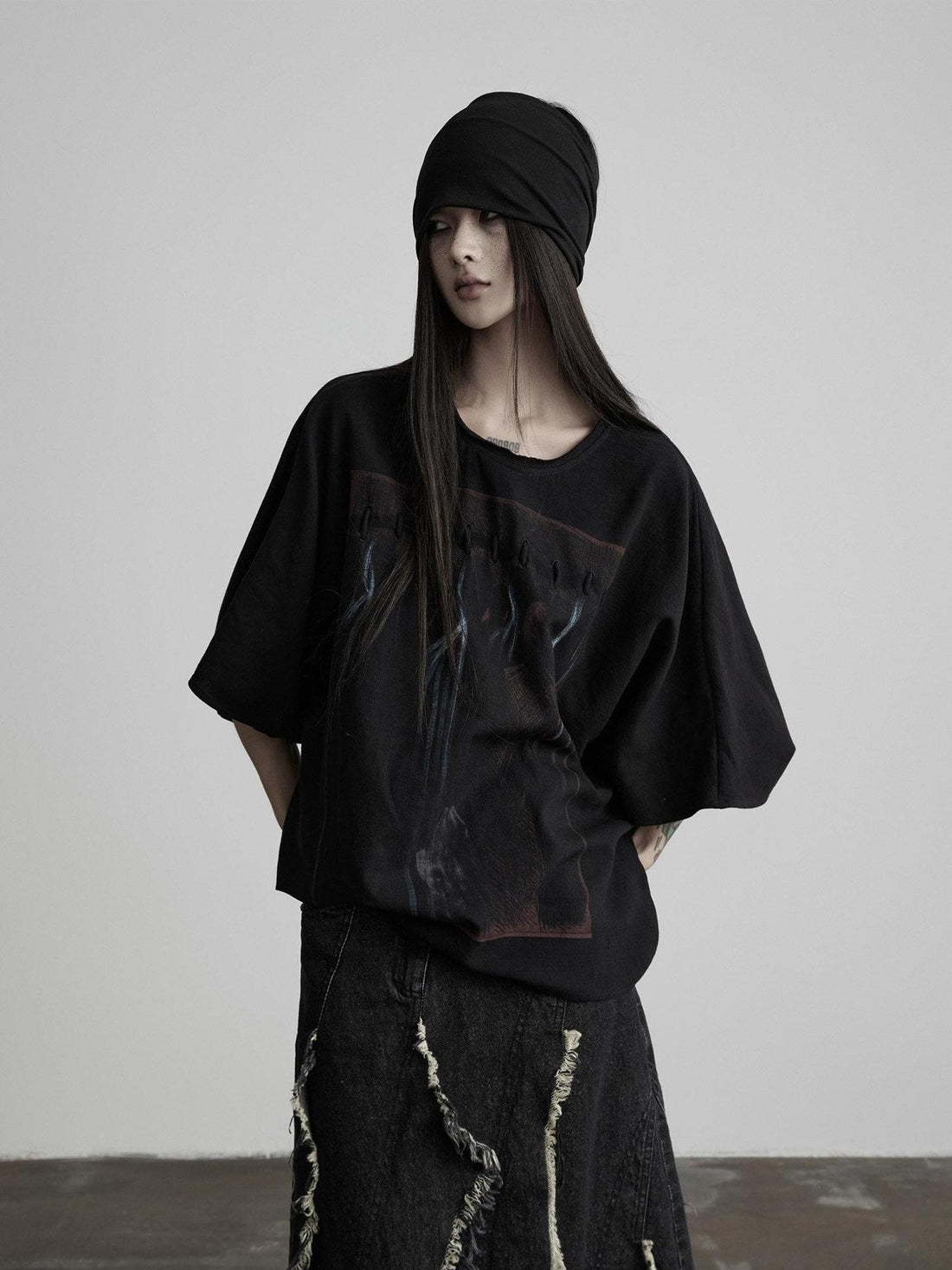INDULGE Dark Gothic Print Boxy Women&