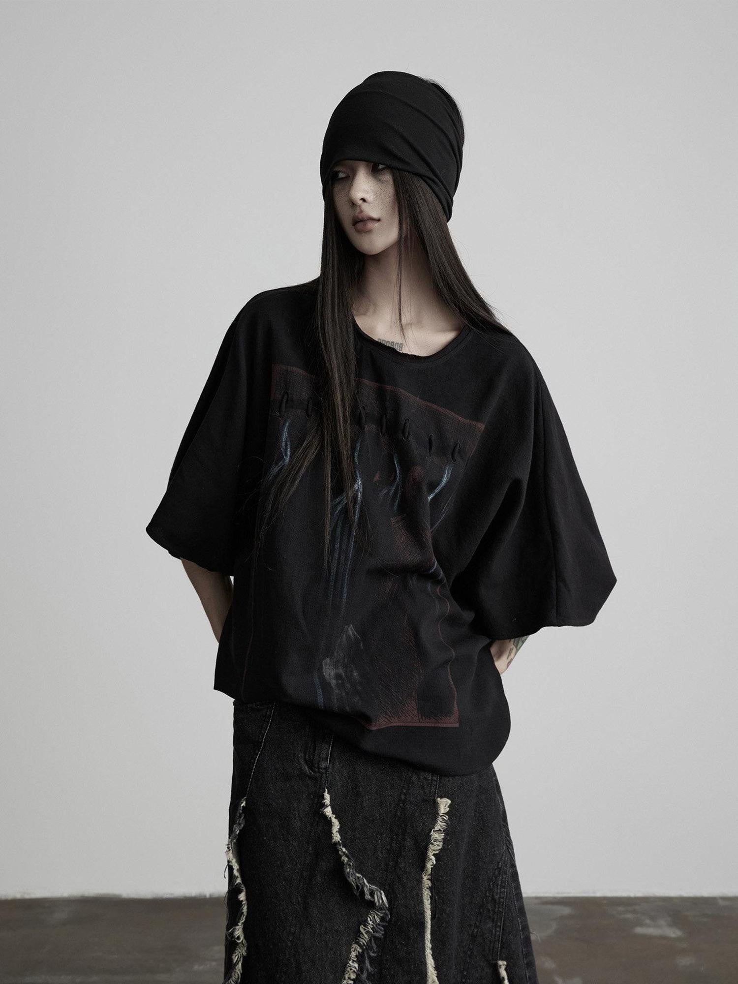 INDULGE Dark Gothic Print Boxy Women&