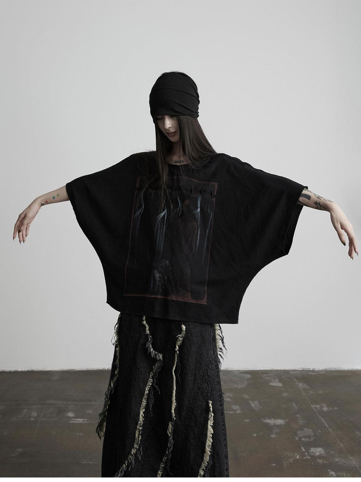 INDULGE Dark Gothic Print Boxy Women&