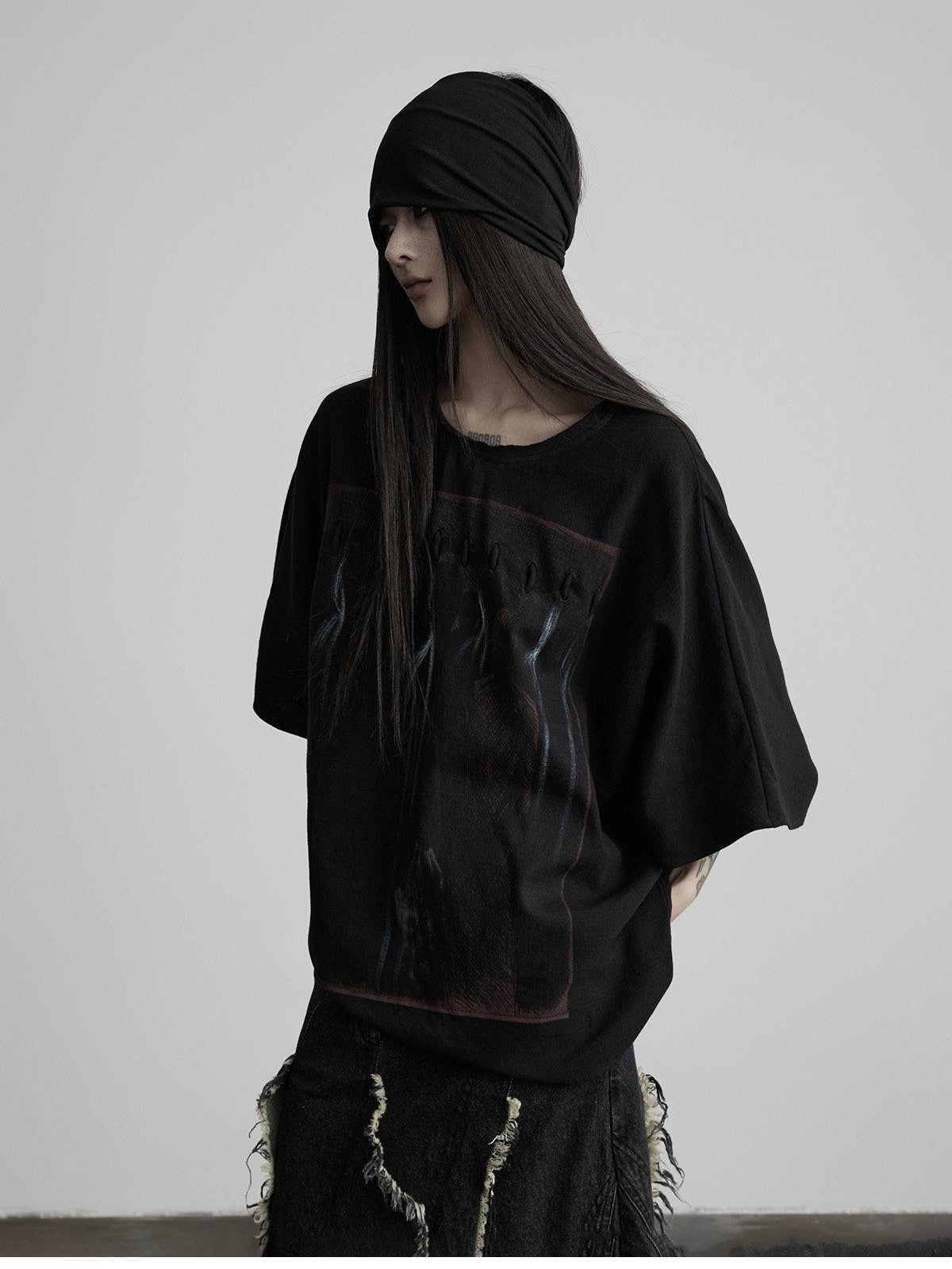 INDULGE Dark Gothic Print Boxy Women&