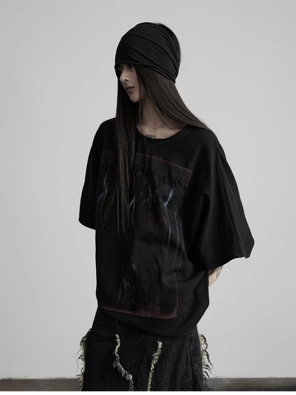 INDULGE Dark Gothic Print Boxy Women&