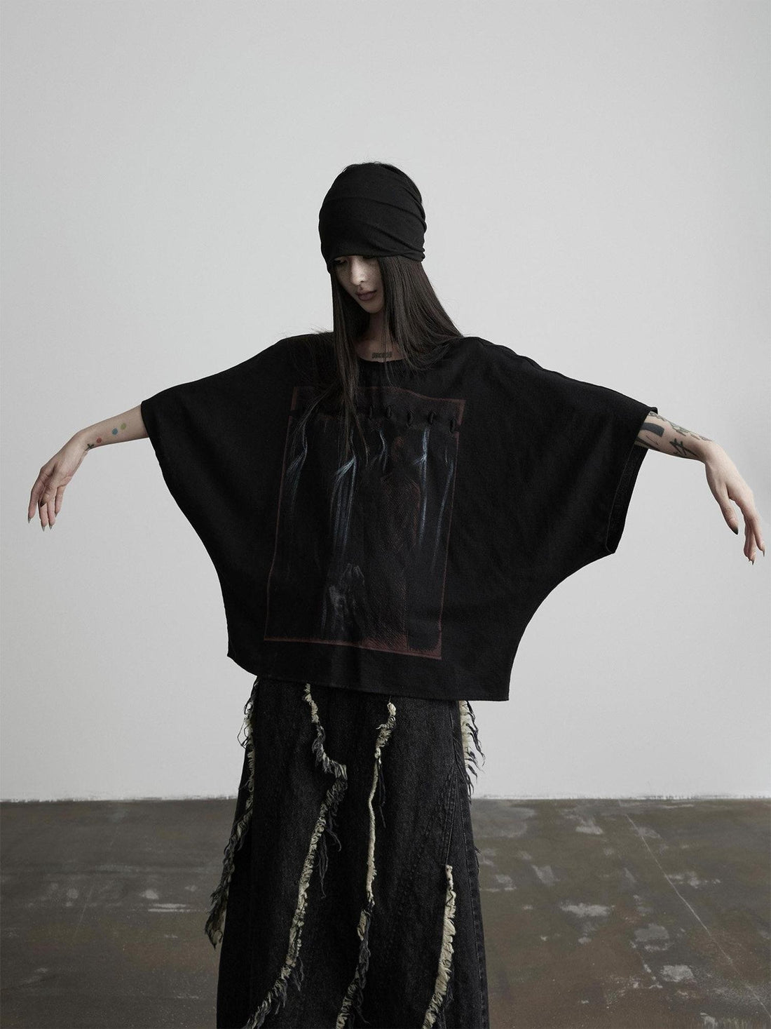 INDULGE Dark Gothic Print Boxy Women&