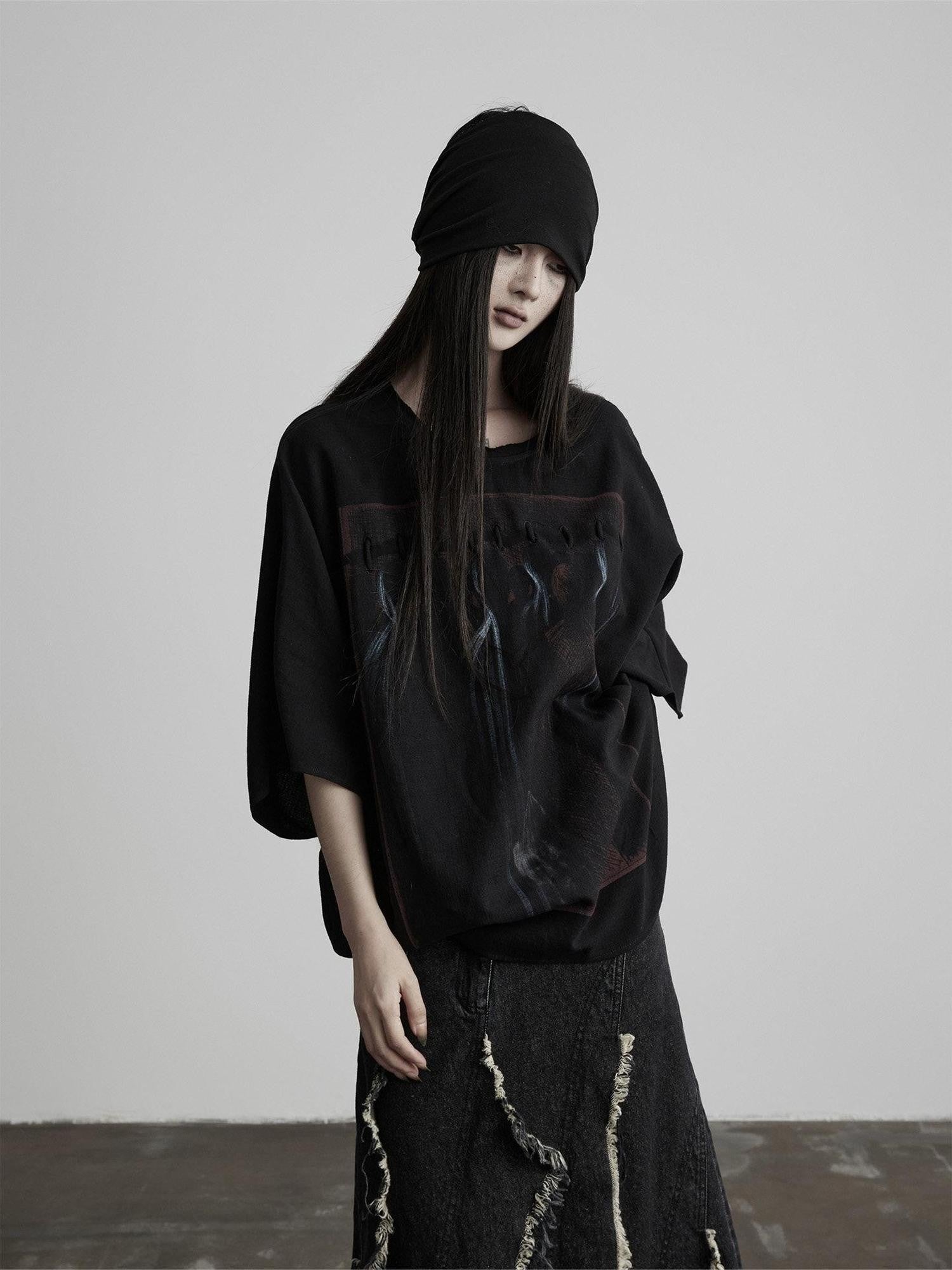 INDULGE Dark Gothic Print Boxy Women&