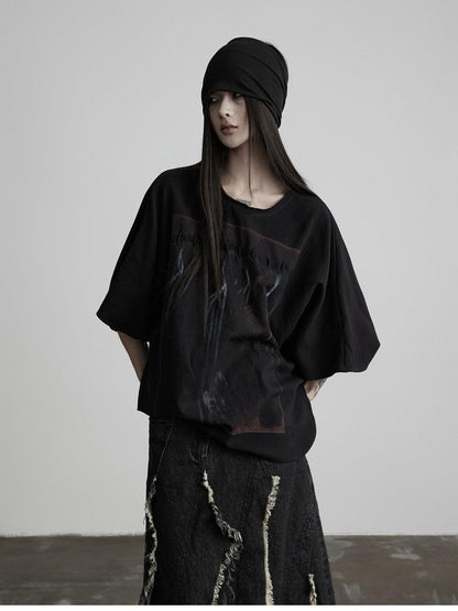 INDULGE Dark Gothic Print Boxy Women&