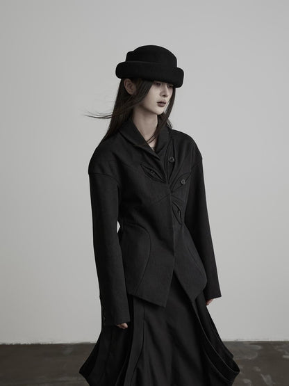 INDULGE Deconstructed Button Detail Fitted Waist Women&