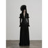 INDULGE_Deep_V_Pleated_Spliced_Waist_Long_Sleeve_Women&