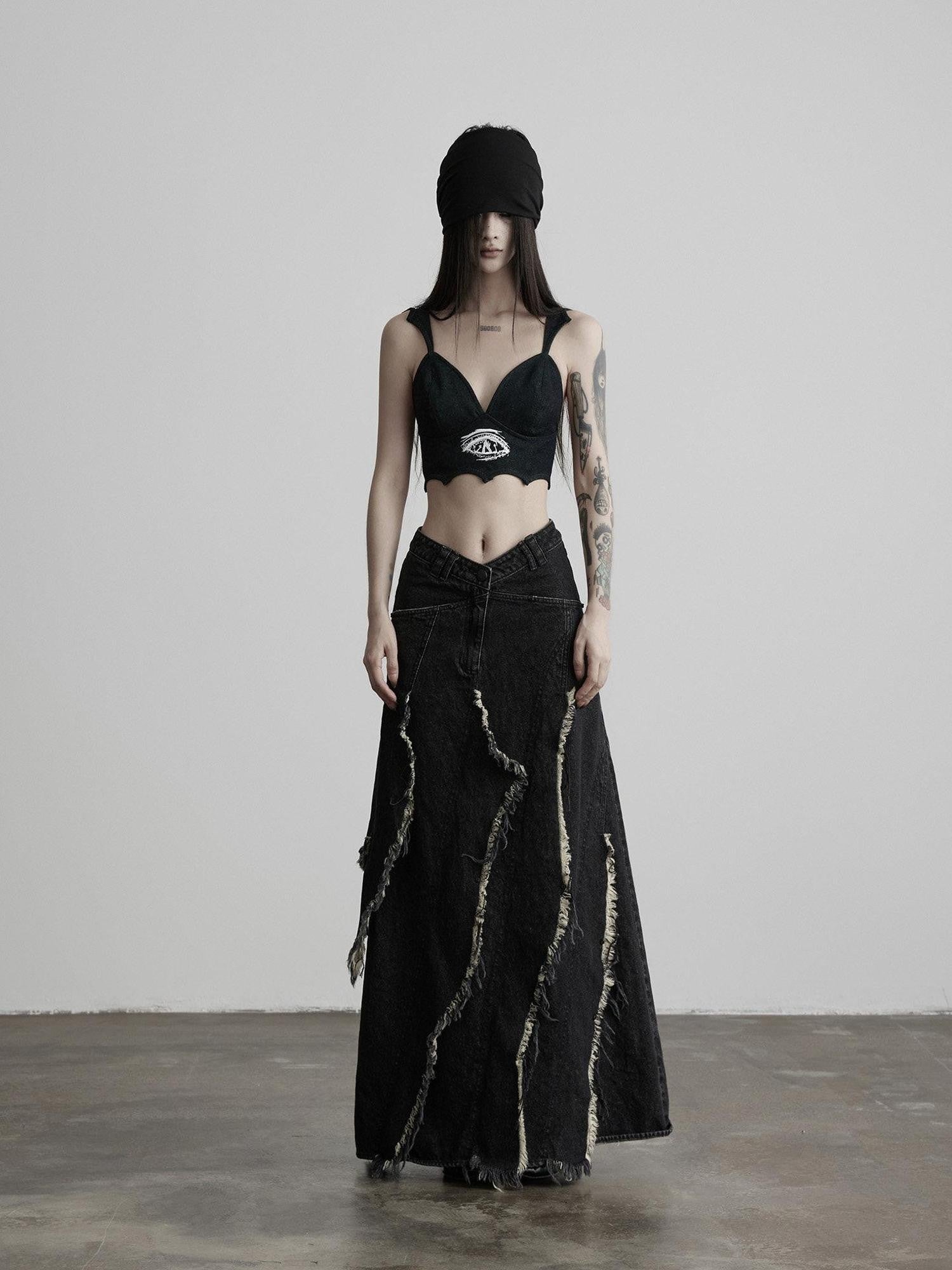 INDULGE Distressed Fringed Layered A Line Women&