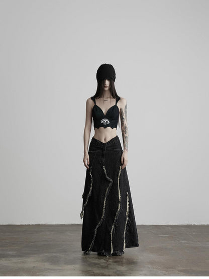 INDULGE Distressed Fringed Layered A Line Women&