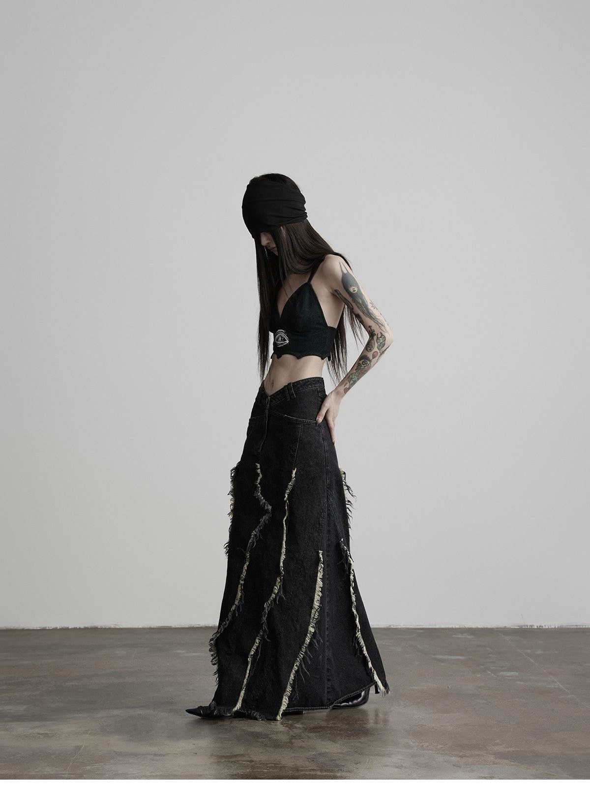 INDULGE Distressed Fringed Layered A Line Women&