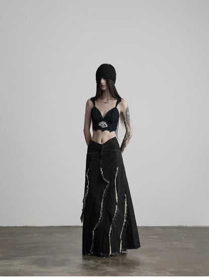 INDULGE Distressed Fringed Layered A Line Women&