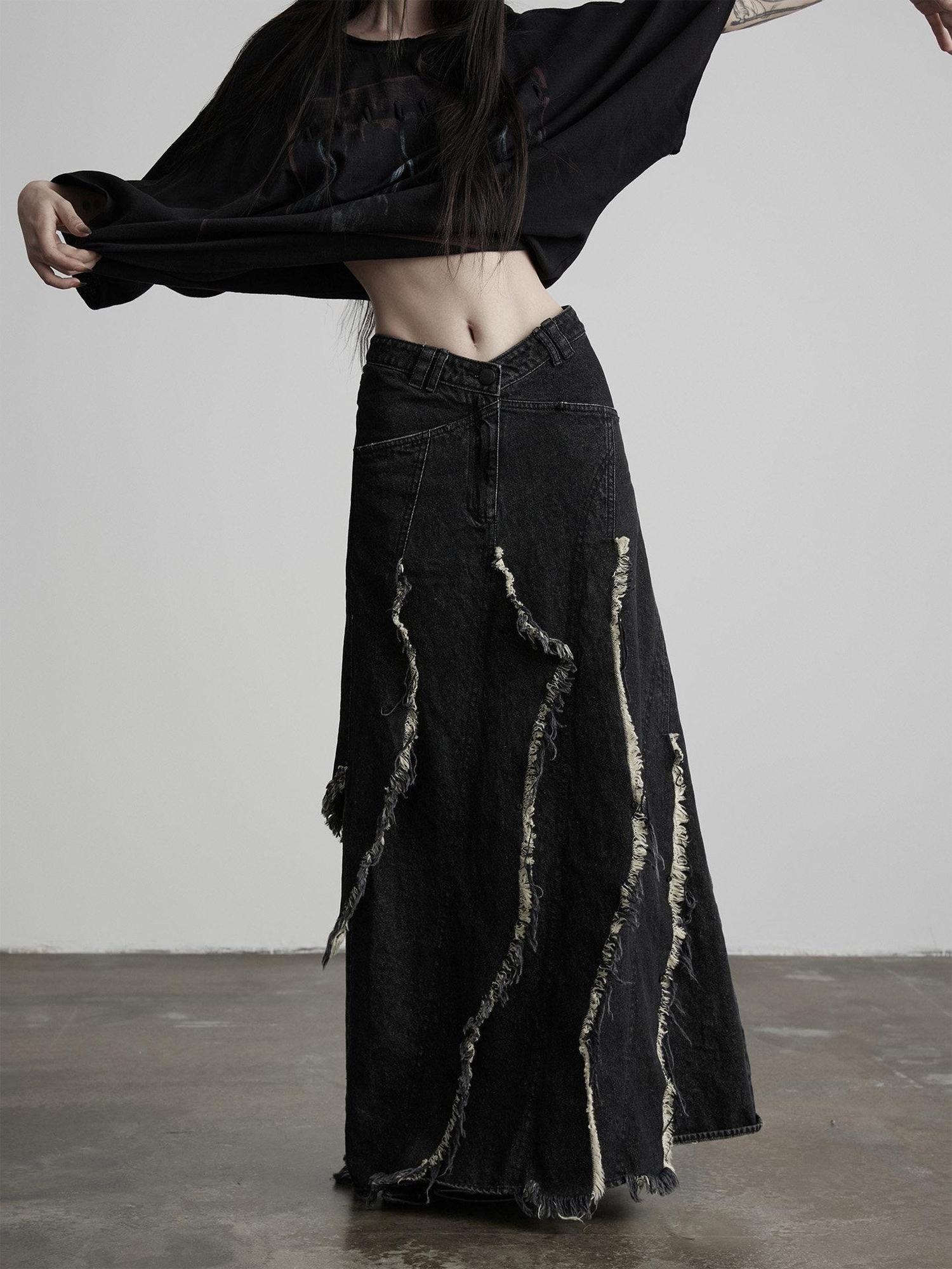 INDULGE Distressed Fringed Layered A Line Women&