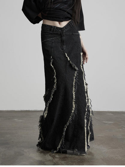INDULGE Distressed Fringed Layered A Line Women&