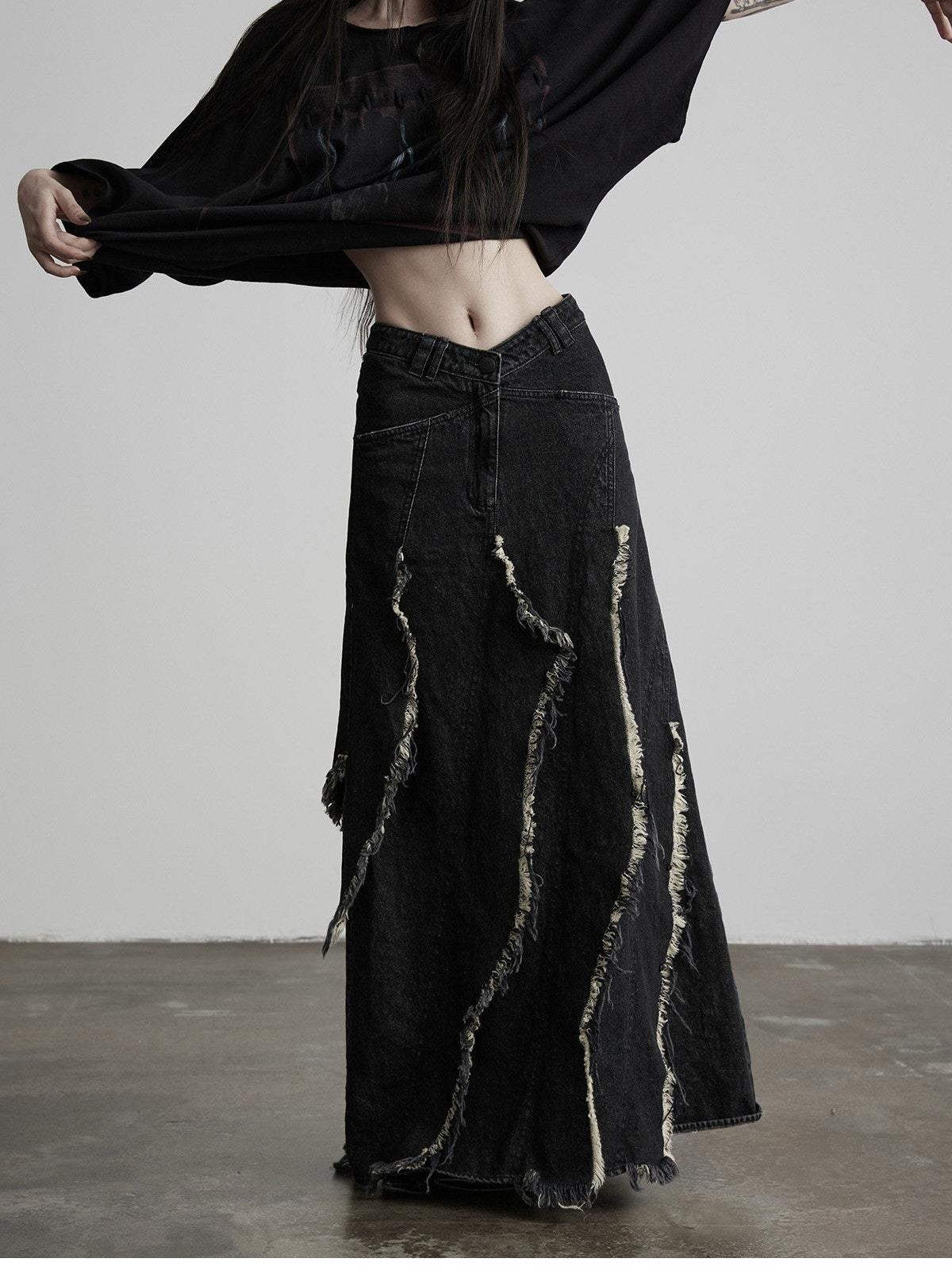 INDULGE Distressed Fringed Layered A Line Women&