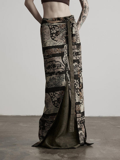 INDULGE Double Sided Print Wrap Tie 3d Cut Women&