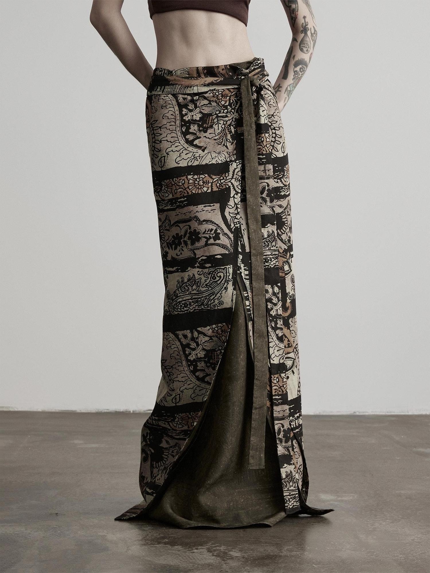 INDULGE Double Sided Print Wrap Tie 3d Cut Women&