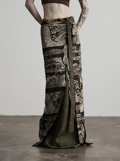 INDULGE Double Sided Print Wrap Tie 3d Cut Women&