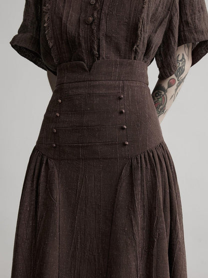 INDULGE Dried Leaf Print Drapey Textured A Line Women&