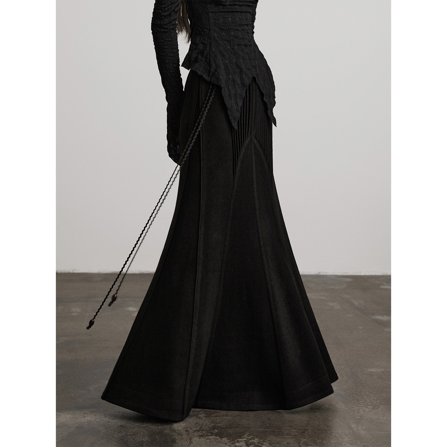 INDULGE Durable Pleated Low Waist Side Zipper Casual Fishtail Acetate Mermaid Skirts