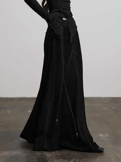 INDULGE Durable Pleated Low Waist Side Zipper Casual Fishtail Acetate Mermaid Skirts