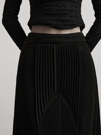 INDULGE Durable Pleated Low Waist Side Zipper Casual Fishtail Acetate Mermaid Skirts