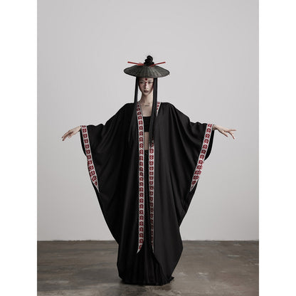 INDULGE Edgy Street Rock Oversized Lyocell Linen Black Long Sleeve Women Trench Coats