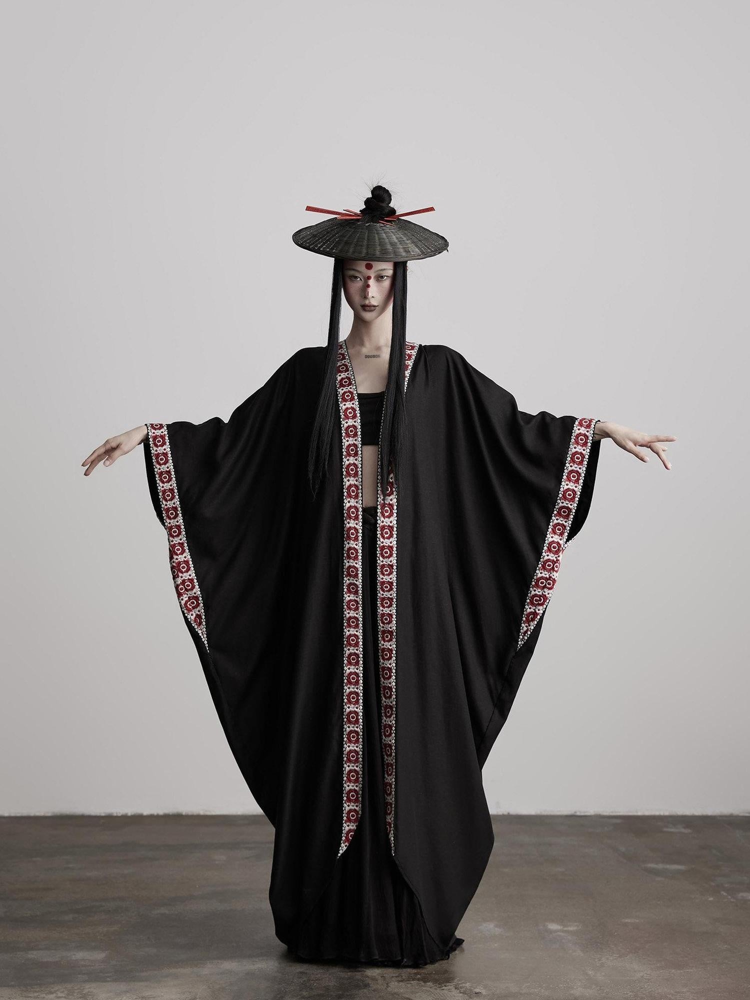 INDULGE Edgy Street Rock Oversized Lyocell Linen Black Long Sleeve Women Trench Coats