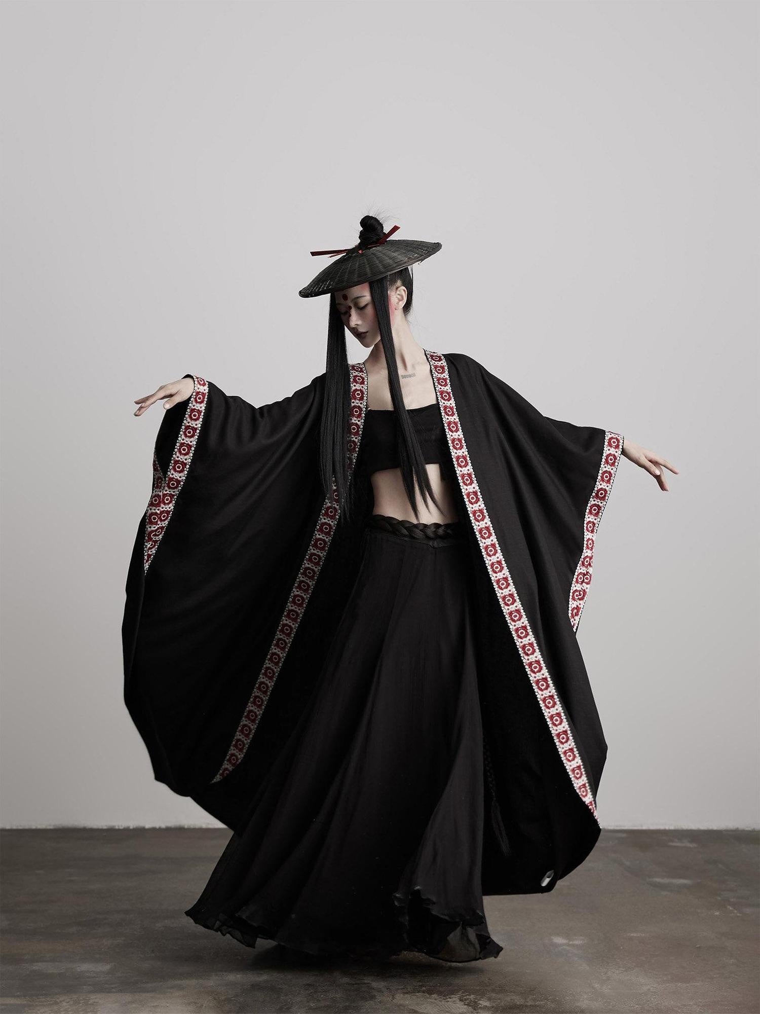 INDULGE Edgy Street Rock Oversized Lyocell Linen Black Long Sleeve Women Trench Coats