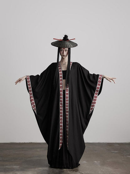 INDULGE Edgy Street Rock Oversized Lyocell Linen Black Long Sleeve Women Trench Coats
