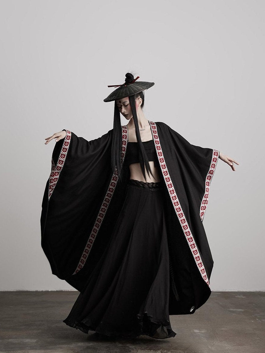INDULGE Edgy Street Rock Oversized Lyocell Linen Black Long Sleeve Women Trench Coats
