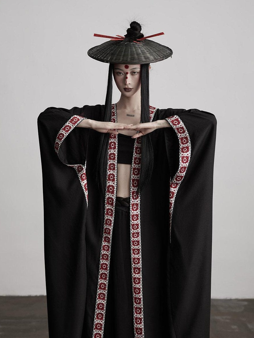 INDULGE Edgy Street Rock Oversized Lyocell Linen Black Long Sleeve Women Trench Coats