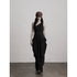 INDULGE Elegant Asymmetrical Fairy Silhouette Natural Waist Black Casual Maxi Dresses