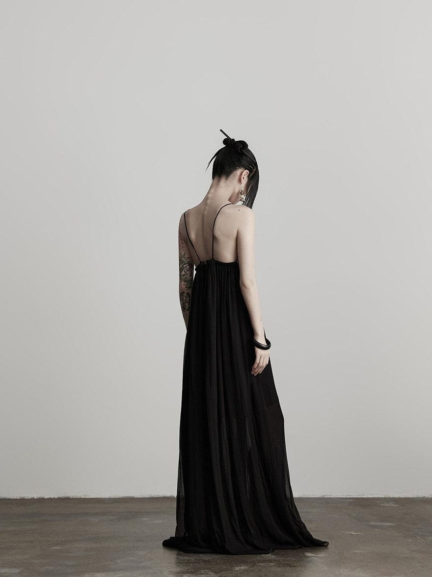 INDULGE Elegant Lace Viscose H Line Short Sleeve Casual Women Black Slip Maxi Dresses