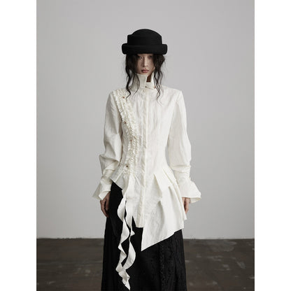 INDULGE_Elegant_Slim_Ruffle_Stand_Collar_Long_Sleeve_Cotton_Blend_Tunic_Blouses_MISSTT