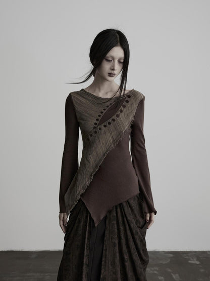 INDULGE Embroidered Eye Patchwork Linen Wool Women&