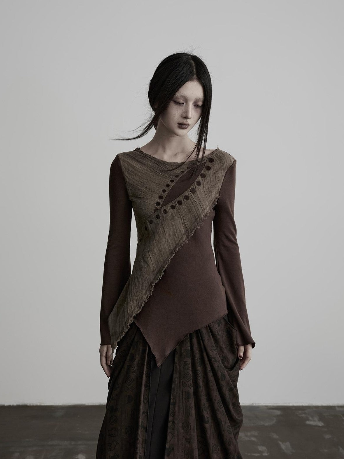 INDULGE Embroidered Eye Patchwork Linen Wool Women&