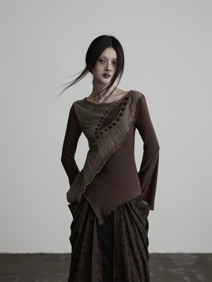 INDULGE Embroidered Eye Patchwork Linen Wool Women&