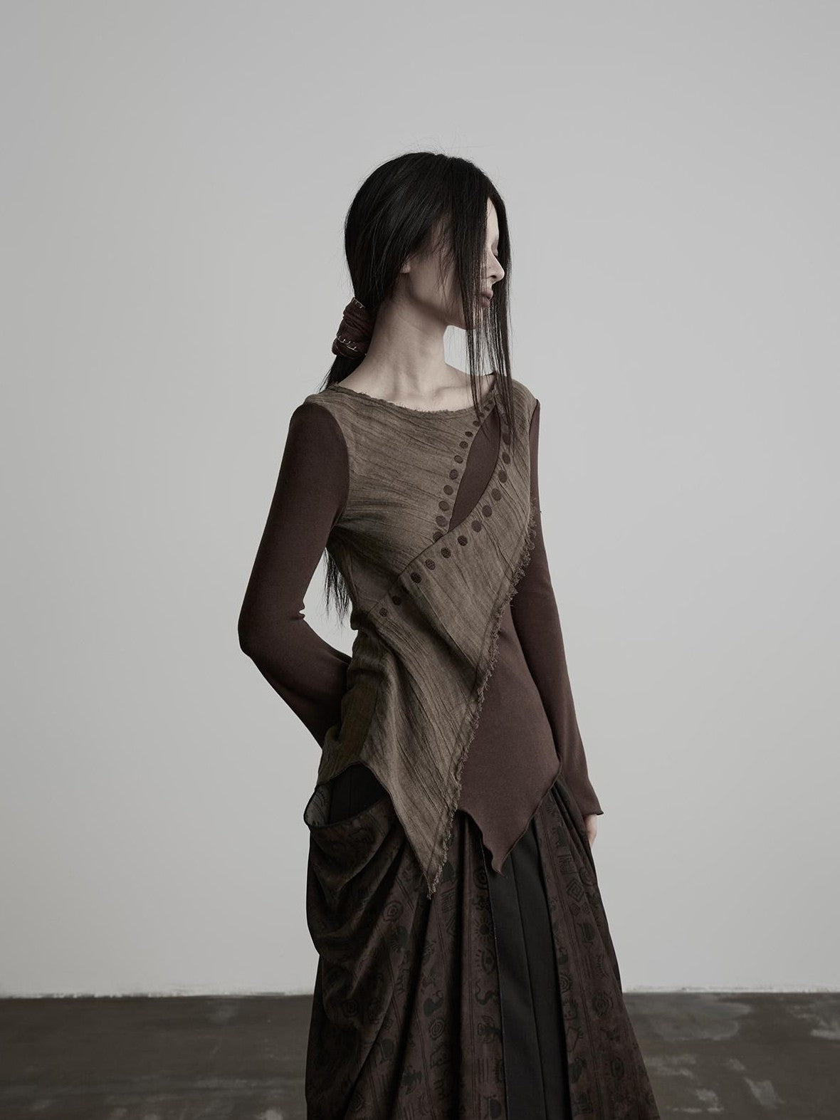 INDULGE Embroidered Eye Patchwork Linen Wool Women&