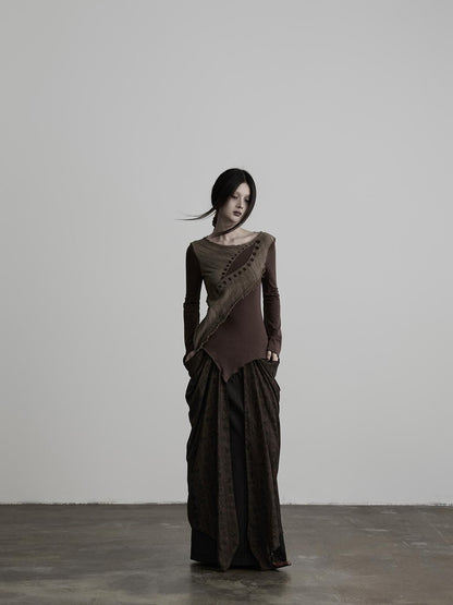 INDULGE Embroidered Eye Patchwork Linen Wool Women&