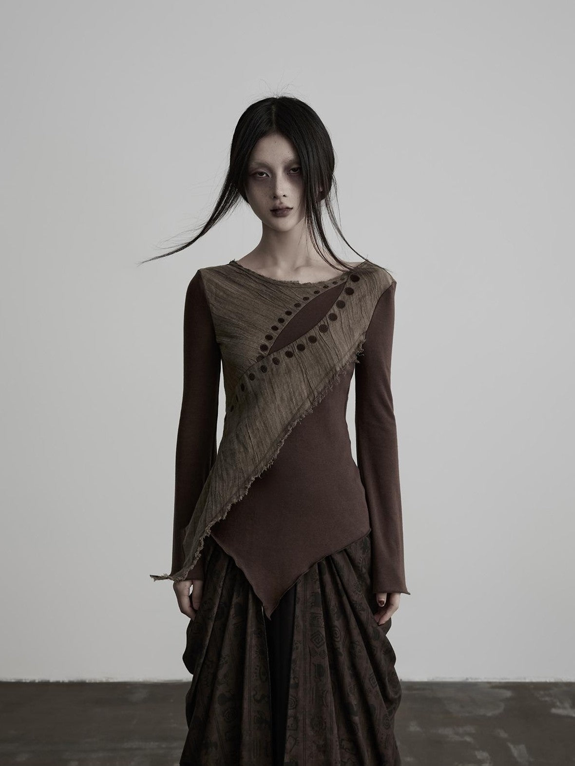 INDULGE Embroidered Eye Patchwork Linen Wool Women&