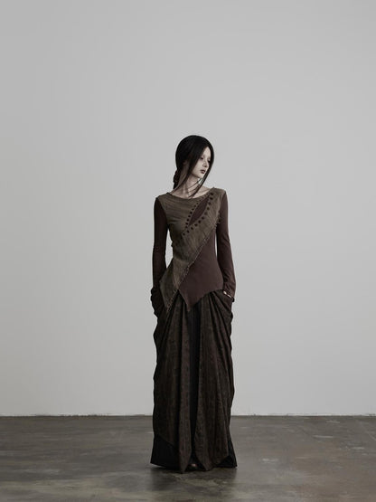 INDULGE Embroidered Eye Patchwork Linen Wool Women&