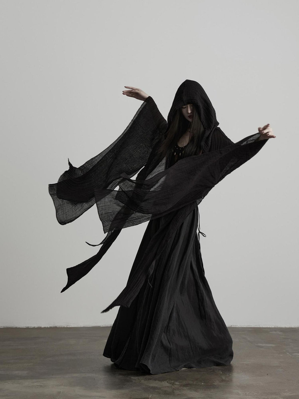 INDULGE Flowy Detachable Wide Sleeve Hooded Color Block Women&
