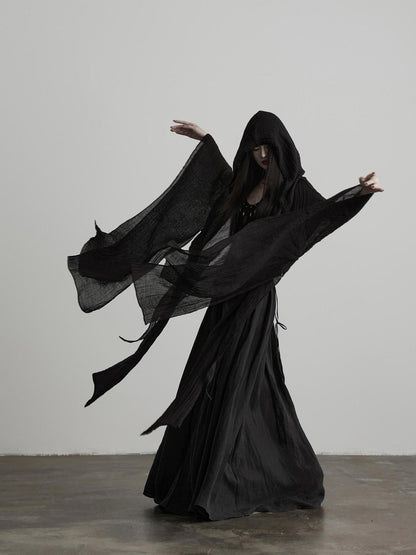 INDULGE Flowy Detachable Wide Sleeve Hooded Color Block Women&